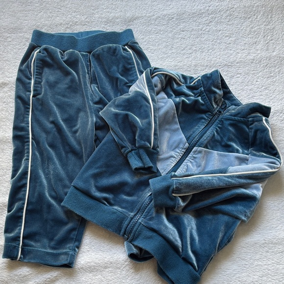 mini balabala Other - 12-18 months Blue Velour Matching Set